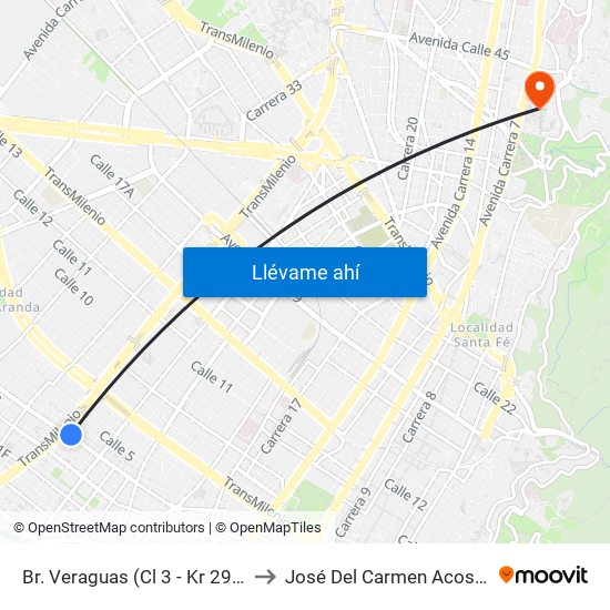 Br. Veraguas (Cl 3 - Kr 29a) to José Del Carmen Acosta map