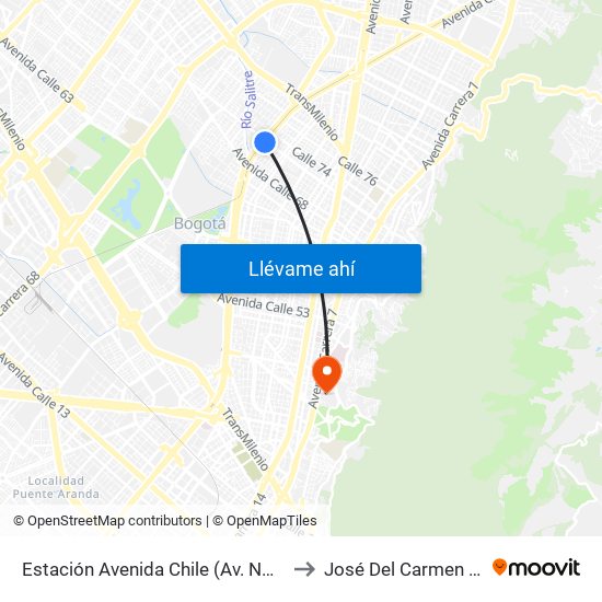 Estación Avenida Chile (Av. NQS - Cl 71c) to José Del Carmen Acosta map