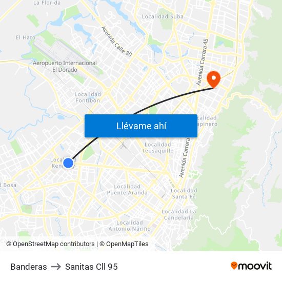 Banderas to Sanitas Cll 95 map