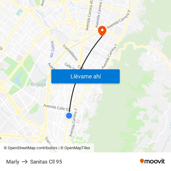 Marly to Sanitas Cll 95 map