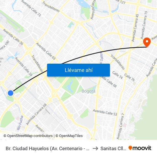 Br. Ciudad Hayuelos (Av. Centenario - Kr 78g) to Sanitas Cll 95 map