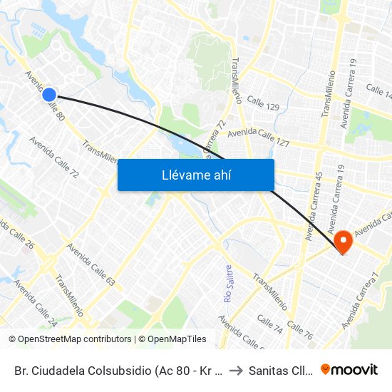 Br. Ciudadela Colsubsidio (Ac 80 - Kr 112a) to Sanitas Cll 95 map