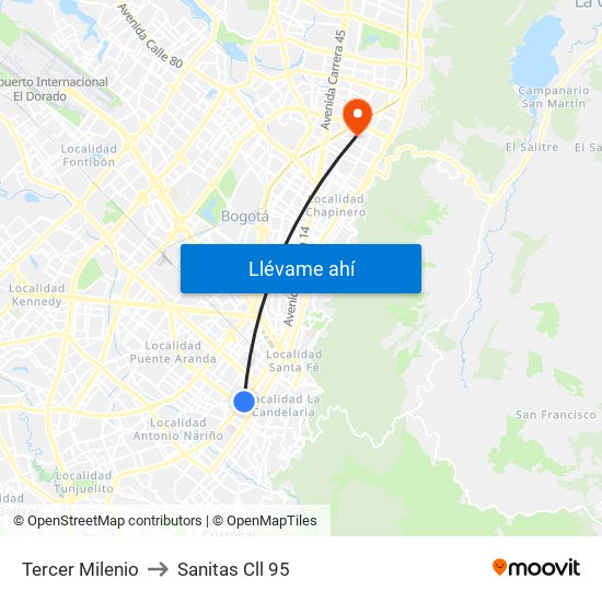 Tercer Milenio to Sanitas Cll 95 map