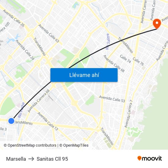 Marsella to Sanitas Cll 95 map