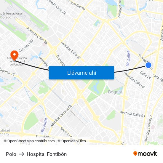 Polo to Hospital Fontibón map