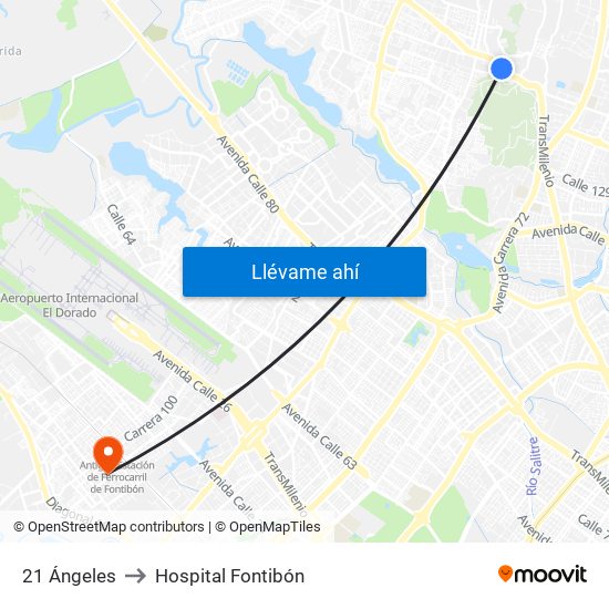 21 Ángeles to Hospital Fontibón map