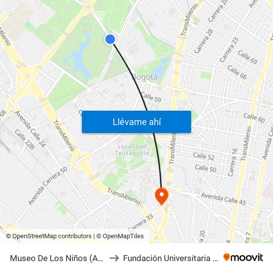 Museo De Los Niños (Ac 63 - Kr 65) to Fundación Universitaria Empresarial map