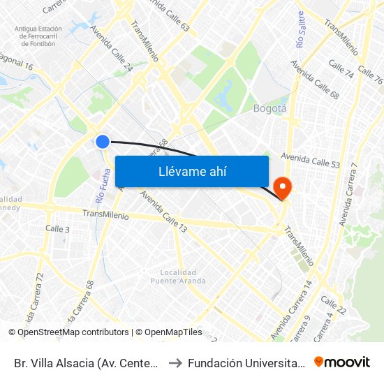 Br. Villa Alsacia (Av. Centenario - Av. Boyacá) to Fundación Universitaria Empresarial map