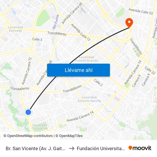 Br. San Vicente (Av. J. Gaitán C. - Av. Boyacá) to Fundación Universitaria Empresarial map