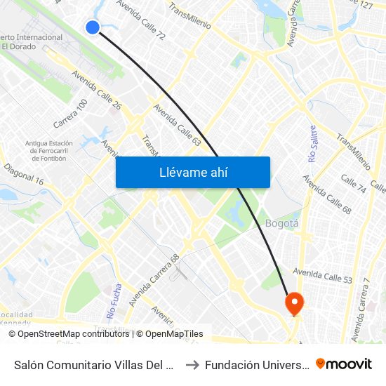 Salón Comunitario Villas Del Dorado (Kr 110 Bis - Cl 65b) to Fundación Universitaria Empresarial map