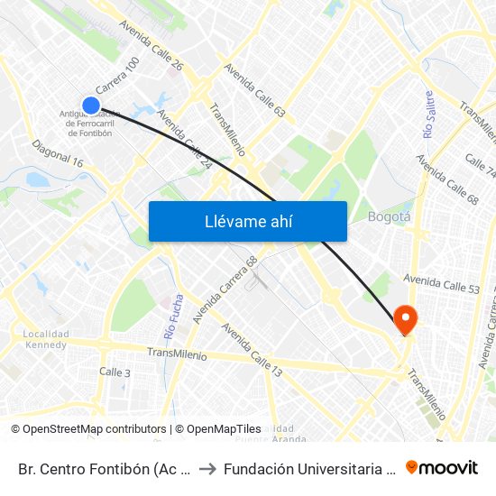 Br. Centro Fontibón (Ac 22 - Kr 97b) to Fundación Universitaria Empresarial map