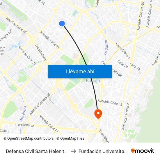 Defensa Civil Santa Helenita (Kr 77a - Cl 69a) to Fundación Universitaria Empresarial map