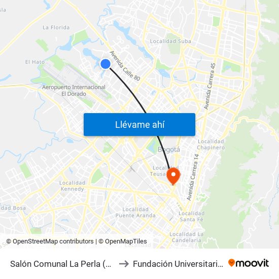 Salón Comunal La Perla (Cl 72f - Kr 111c) to Fundación Universitaria Empresarial map