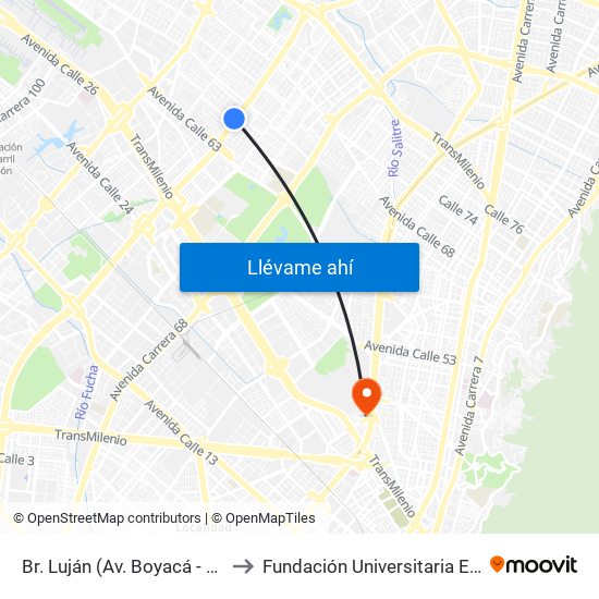 Br. Luján (Av. Boyacá - Cl 64h) (A) to Fundación Universitaria Empresarial map