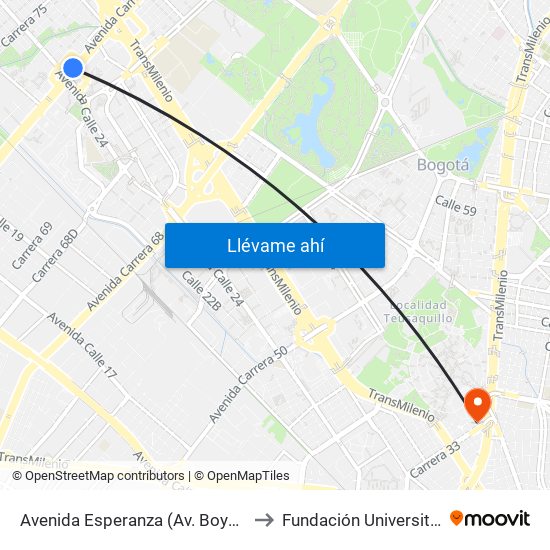 Avenida Esperanza (Av. Boyacá - Av. Esperanza) (A) to Fundación Universitaria Empresarial map