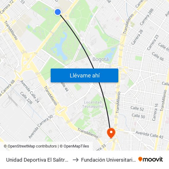 Unidad Deportiva El Salitre (Ac 63 - Ak 68) to Fundación Universitaria Empresarial map