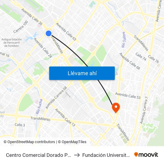 Centro Comercial Dorado Plaza (Ac 26 - Kr 85d) to Fundación Universitaria Empresarial map