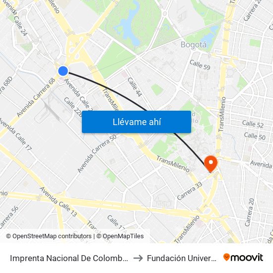 Imprenta Nacional De Colombia (Ak 68 - Av. Esperanza) (A) to Fundación Universitaria Empresarial map
