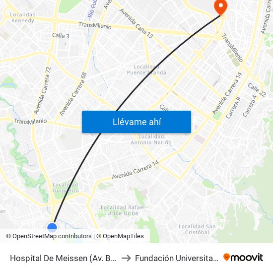 Hospital De Meissen (Av. Boyacá - Kr 18b) (A) to Fundación Universitaria Empresarial map