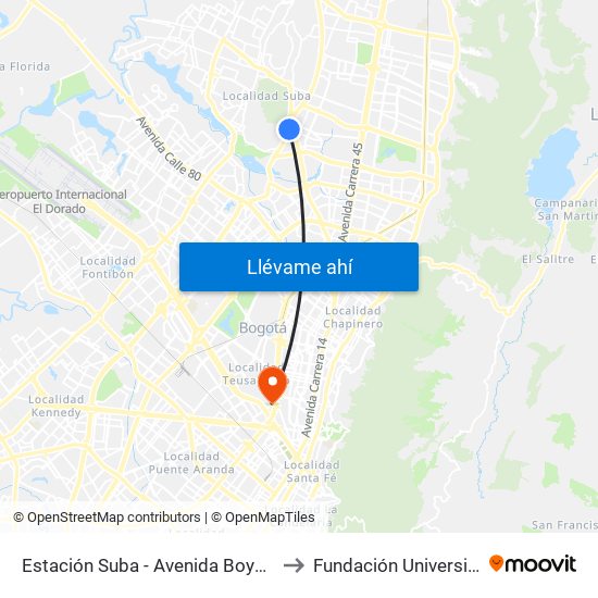 Estación Suba - Avenida Boyacá (Av. Boyacá - Cl 128b) to Fundación Universitaria Empresarial map