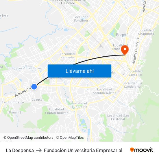La Despensa to Fundación Universitaria Empresarial map