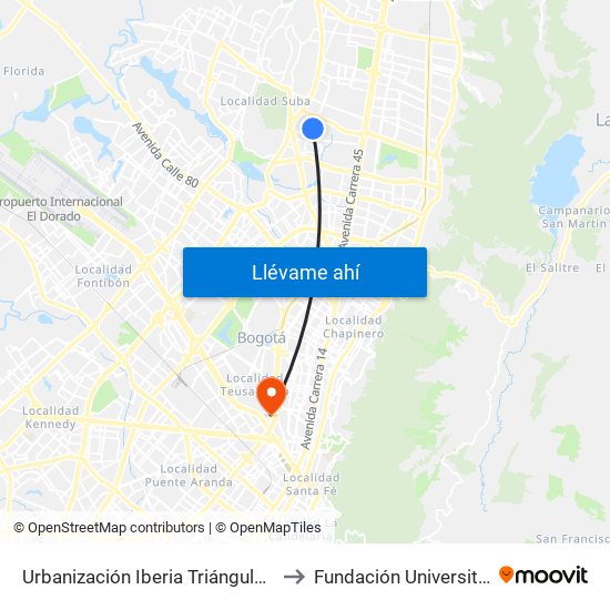 Urbanización Iberia Triángulo II (Av. Villas - Cl 130a) to Fundación Universitaria Empresarial map