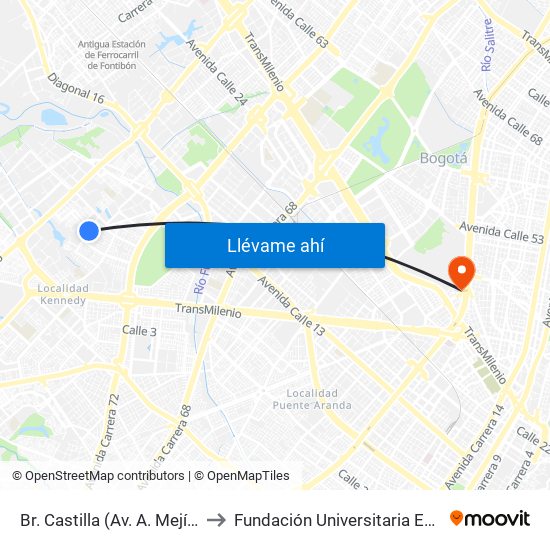 Br. Castilla (Av. A. Mejía - Cl 8c) to Fundación Universitaria Empresarial map