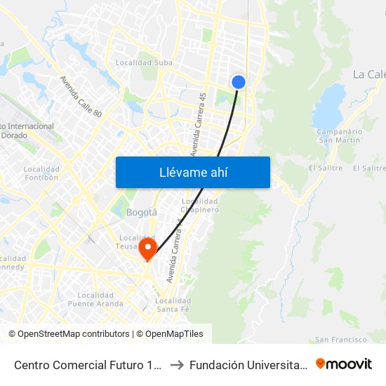 Centro Comercial Futuro 140 (Cl 140 - Kr 11) to Fundación Universitaria Empresarial map