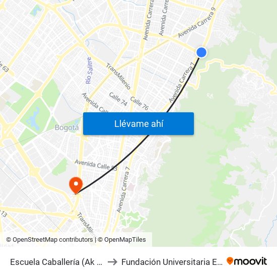 Escuela Caballería (Ak 7 - Cl 100) to Fundación Universitaria Empresarial map