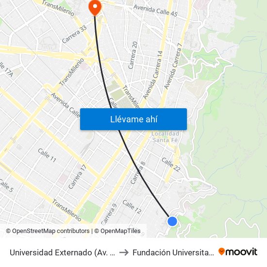Universidad Externado (Av. Circunvalar - Cl 12) to Fundación Universitaria Empresarial map