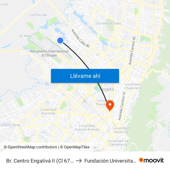 Br. Centro Engativá II (Cl 67a - Tv 113b Bis) (A) to Fundación Universitaria Empresarial map