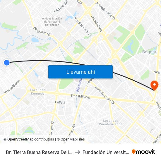 Br. Tierra Buena Reserva De Ipanema (Kr 93d - Cl 0) to Fundación Universitaria Empresarial map