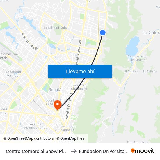 Centro Comercial Show Place (Ac 147 - Ak 7) to Fundación Universitaria Empresarial map