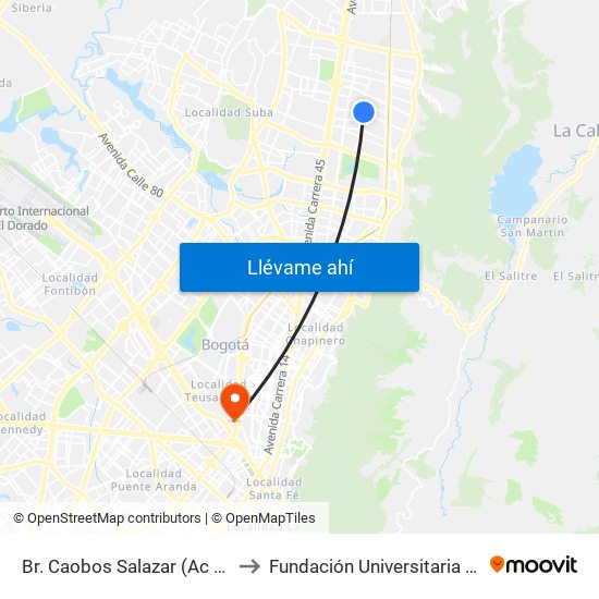 Br. Caobos Salazar (Ac 147 - Kr 14) to Fundación Universitaria Empresarial map