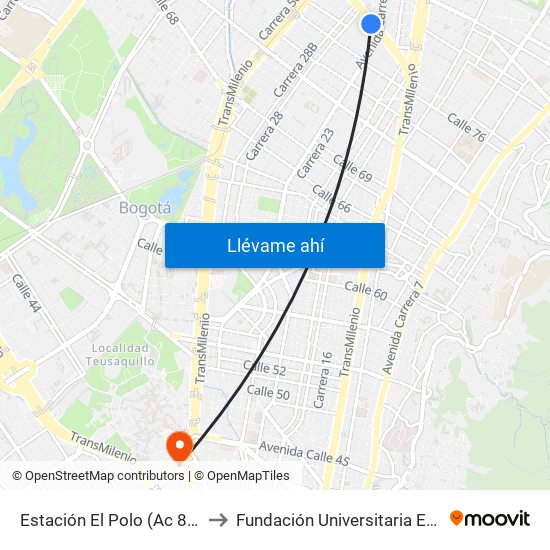 Estación El Polo (Ac 80 - Kr 27) to Fundación Universitaria Empresarial map