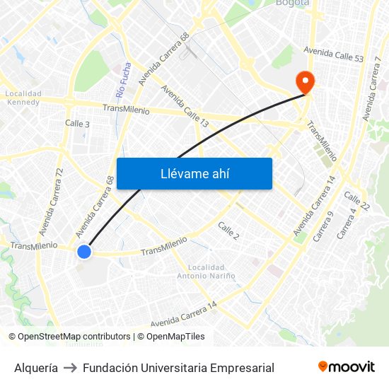 Alquería to Fundación Universitaria Empresarial map