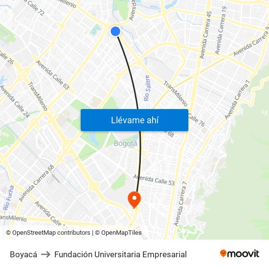 Boyacá to Fundación Universitaria Empresarial map