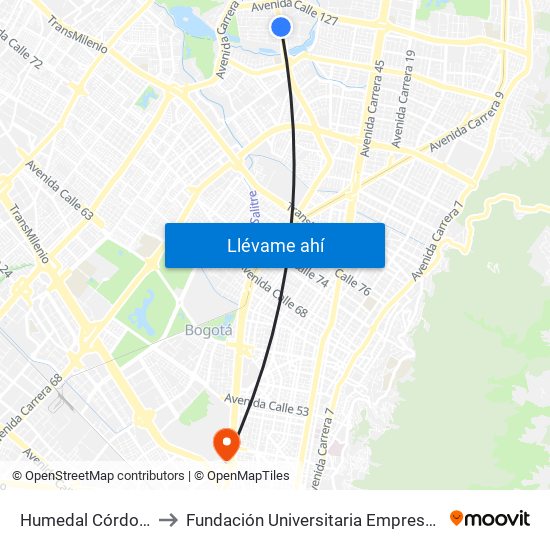 Humedal Córdoba to Fundación Universitaria Empresarial map