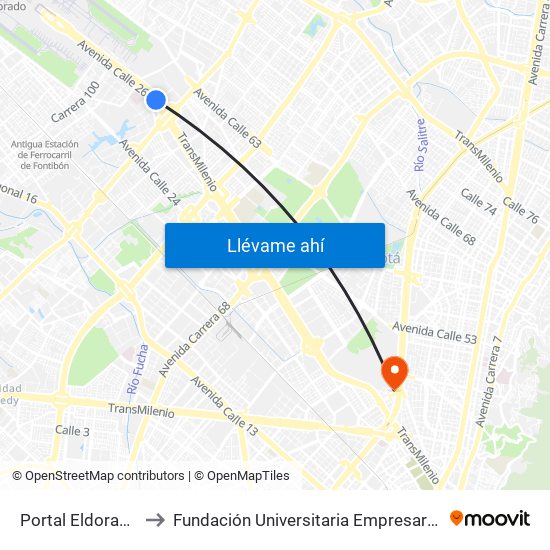 Portal Eldorado to Fundación Universitaria Empresarial map