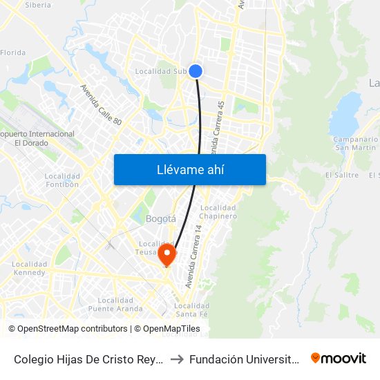 Colegio Hijas De Cristo Rey (Ac 138 - Av. Villas) to Fundación Universitaria Empresarial map