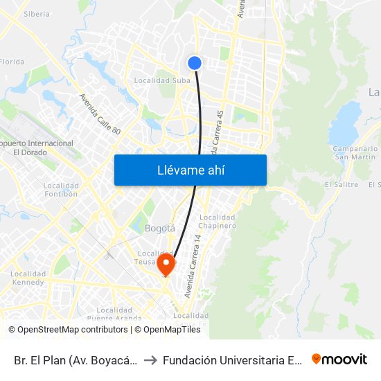 Br. El Plan (Av. Boyacá - Cl 147) to Fundación Universitaria Empresarial map