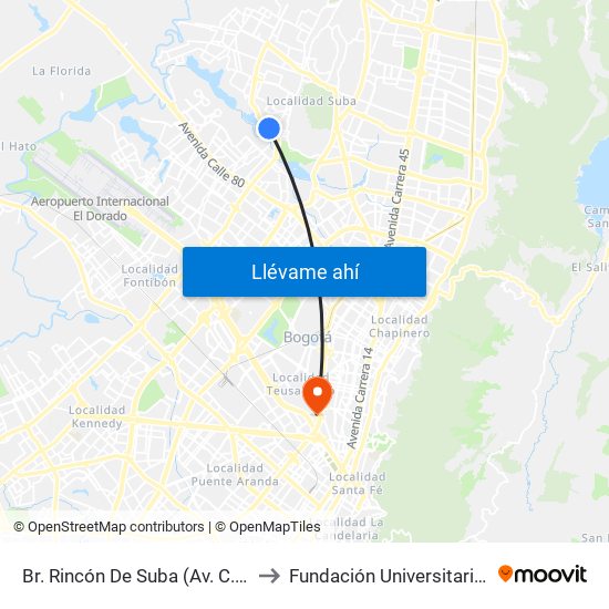 Br. Rincón De Suba (Av. C. De Cali - Kr 93) to Fundación Universitaria Empresarial map