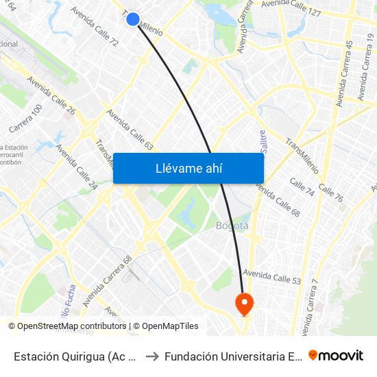 Estación Quirigua (Ac 80 - Kr 94) to Fundación Universitaria Empresarial map