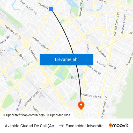 Avenida Ciudad De Cali (Ac 80 - Av. C. De Cali) to Fundación Universitaria Empresarial map