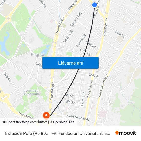 Estación Polo (Ac 80 - Kr 27) to Fundación Universitaria Empresarial map