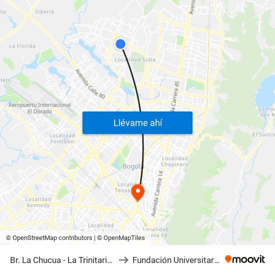 Br. La Chucua - La Trinitaria (Cl 139 - Kr 99) to Fundación Universitaria Empresarial map
