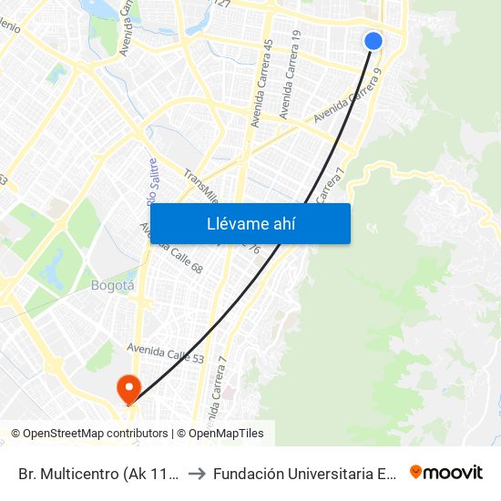 Br. Multicentro (Ak 11 - Cl 123) to Fundación Universitaria Empresarial map