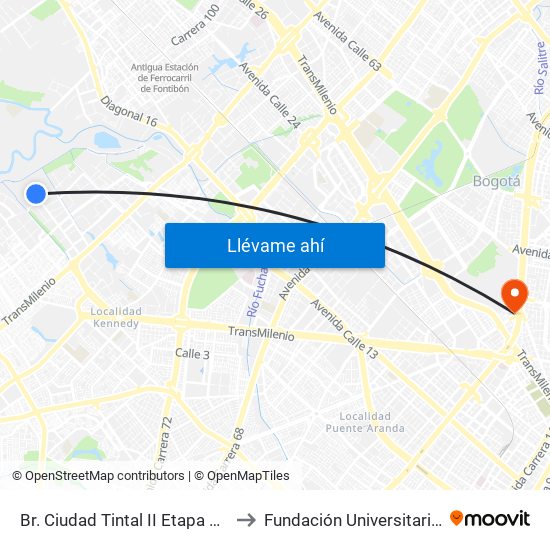 Br. Ciudad Tintal II Etapa 6 (Cl 6a - Kr 93d) to Fundación Universitaria Empresarial map