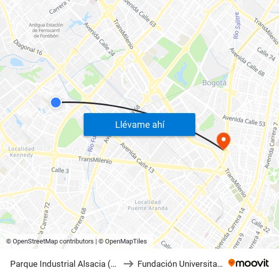 Parque Industrial Alsacia (Kr 79a - Cl 11b Bis) to Fundación Universitaria Empresarial map