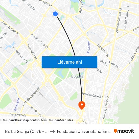 Br. La Granja (Cl 76 - Kr 78a) to Fundación Universitaria Empresarial map